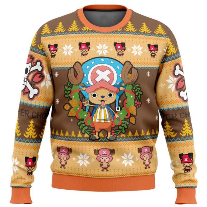 Get Festive with Christmas Tony Chopper One Piece Ugly Sweater – Perfect for the Holidays!