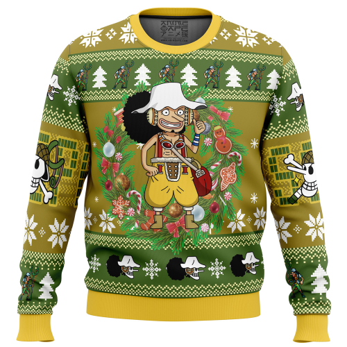 Get Festive with Christmas Usopp One Piece Ugly Christmas Sweater – Perfect for Holiday Fun!