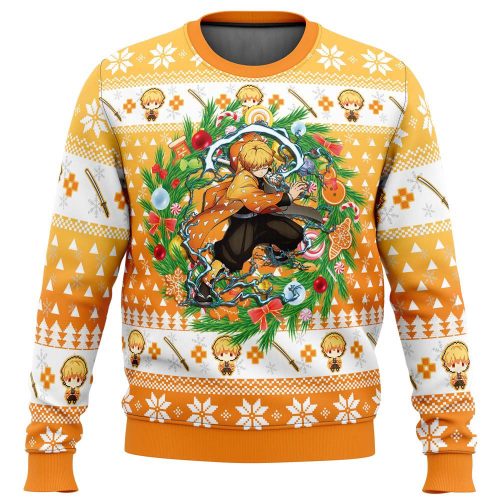 Get Festive with Zenitsu Agatsuma Ugly Christmas Sweater from Demon Slayer!
