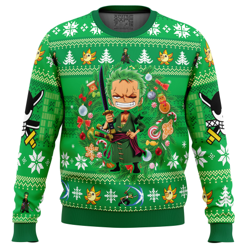 Get Festive with Zoro One Piece Ugly Christmas Sweater - Perfect for the Holiday Season!
