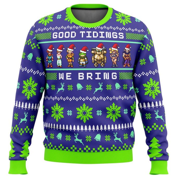 Get Festive with Chrono Trigger Good Tidings Ugly Christmas Sweater – Limited Edition