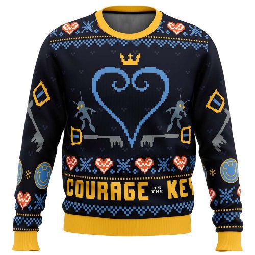 Courage is the Key Kingdom Hearts Ugly Christmas Sweater: Festive & Stylish Gamer Apparel