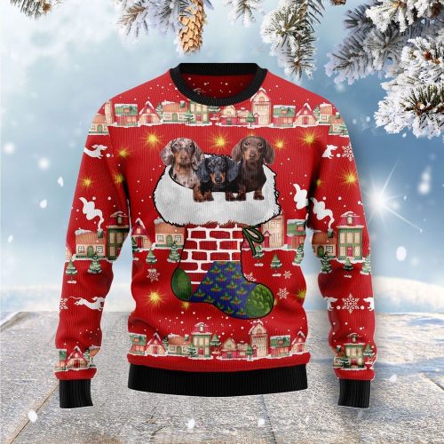 Dachshund Dog Light Up Ugly Christmas Sweater – Festive Graphic Sweater for the Holidays!