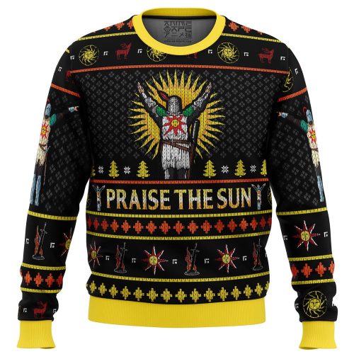 Get Festive with Dark Souls Praise the Sun Ugly Christmas Sweater – Perfect for Gamers!