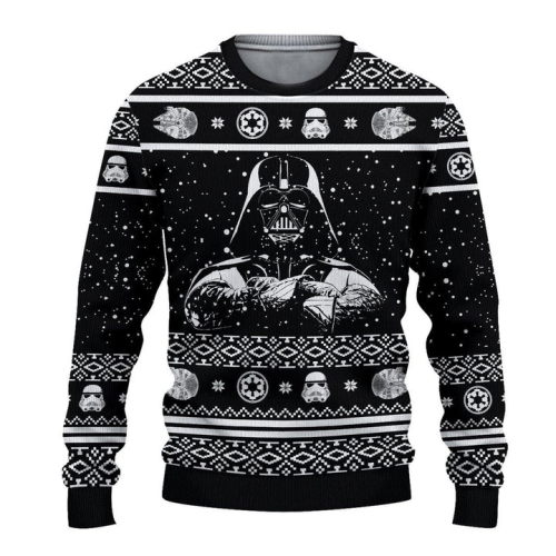 Get Festive with Darth Vader Black Christmas Ugly Sweater – Perfect for Star Wars Fans!