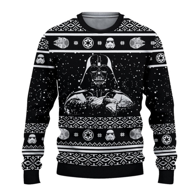 Get Festive with Darth Vader Black Christmas Ugly Sweater – Perfect for Star Wars Fans!