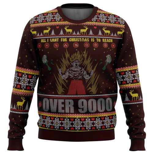 DBZ Goku Over 9000 Ugly Christmas Sweater - Dragon Ball Z Festive Attire