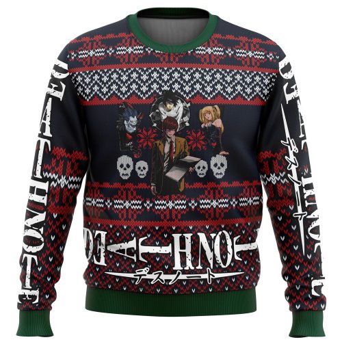 Get Festive with Death Note Characters Alt Ugly Christmas Sweater - Perfect Holiday Attire!