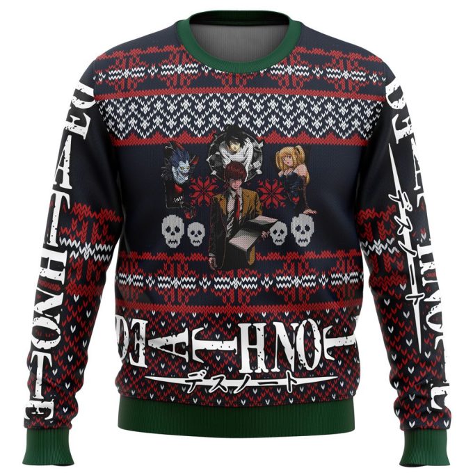 Get Festive with Death Note Characters Alt Ugly Christmas Sweater – Perfect Holiday Attire!