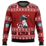 Get Festive with Death Note Chibi L Ugly Christmas Sweater Print – Perfect for Anime Fans!