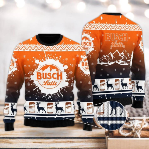 Festive Deer Busch Latte Ugly Christmas Sweater – Perfect Holiday Gift!
