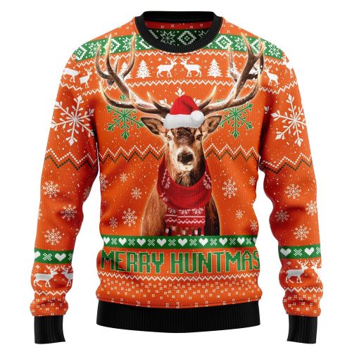 Huntmas Merry Deer Graphic Sweater – Ugly Christmas Sweater: Festive and Fun!