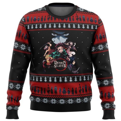 Demon Slayer Ugly Christmas Sweater Poster: Festive Anime Merch for Fans