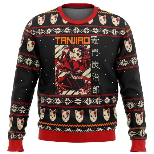 Demon Slayer Tanjiro Ugly Christmas Sweater: Festive Anime Apparel for Fans