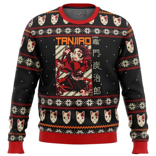 Stylish Demon Slayer Tanjiro Ugly Christmas Sweater – Get Festive with Anime-Inspired Fashion