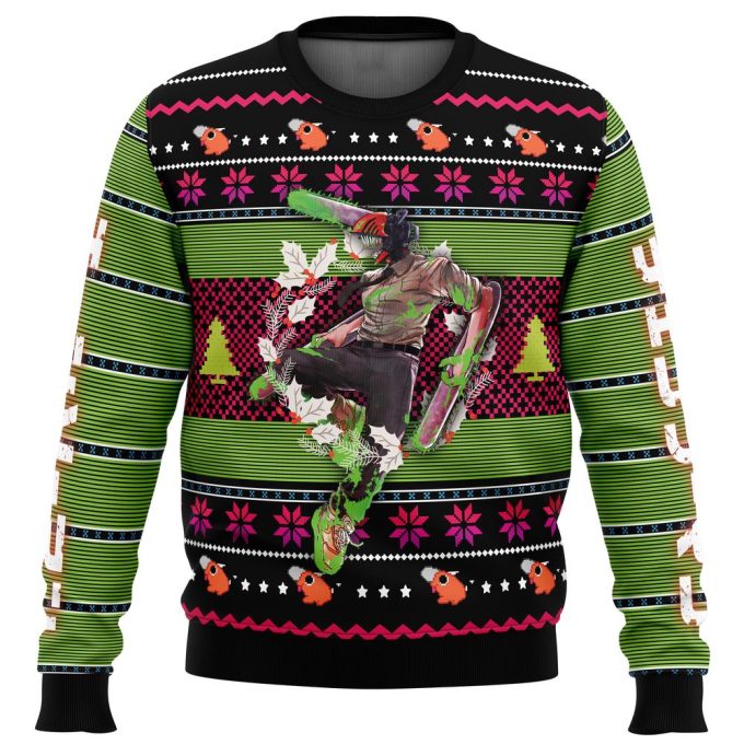 Get Festive with Denji Chainsaw Man Ugly Christmas Sweater – Limited Edition!
