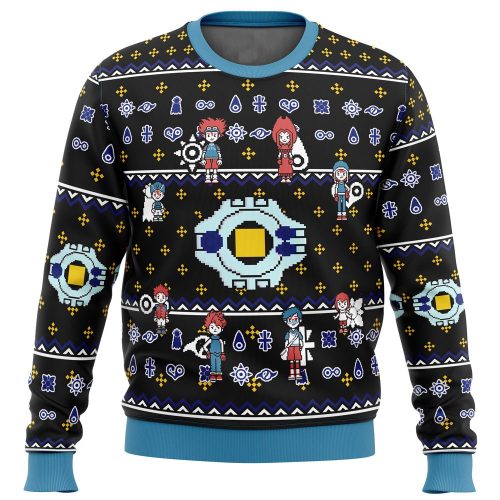 Get Festive with Digimon Characters Ugly Christmas Sweater - Perfect Holiday Gift!