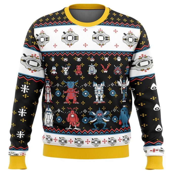 Get Festive with Digimon Sprites Ugly Christmas Sweater – Perfect Holiday Gift!