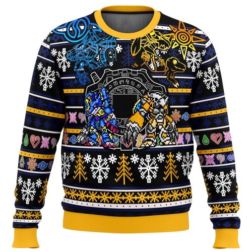 Get Festive with the Digimon Ugly Christmas Sweater - Limited Edition Fun for Fans!