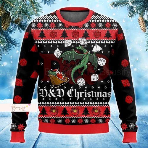 DnD Christmas Sweater, Dungeons And Dragons Sweater, Dnd Ugly Sweater, Dungeons Dragons Holiday Sweater, Sweater For Men