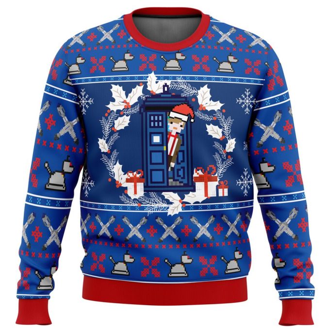 Get Festive with Doctor Who Tardis Ugly Christmas Sweater – Limited Edition!