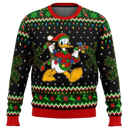 Get Festive with Donald Duck Christmas Lights Ugly Christmas Sweater – Perfect for Holiday Celebrations!