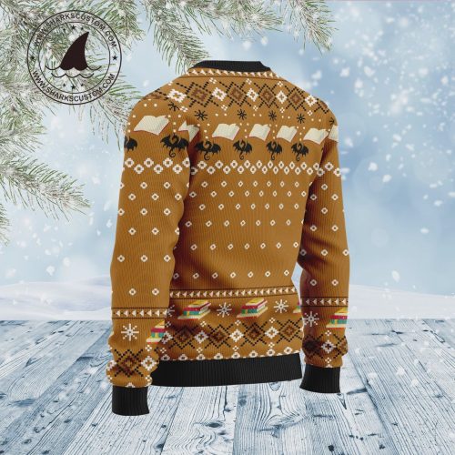 Dragon and Book Ugly Christmas Sweater