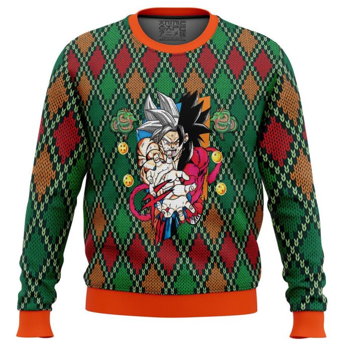 Get Festive with Dragon Ball Z SSJ4 Goku Ugly Christmas Sweater – Limited Edition!