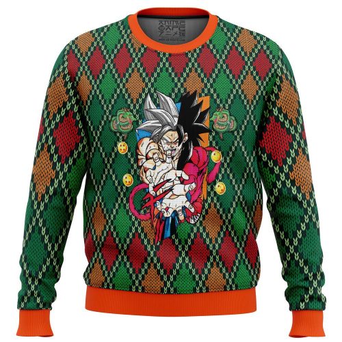 Get Festive with Dragon Ball Z SSJ4 Goku Ugly Christmas Sweater - Limited Edition!