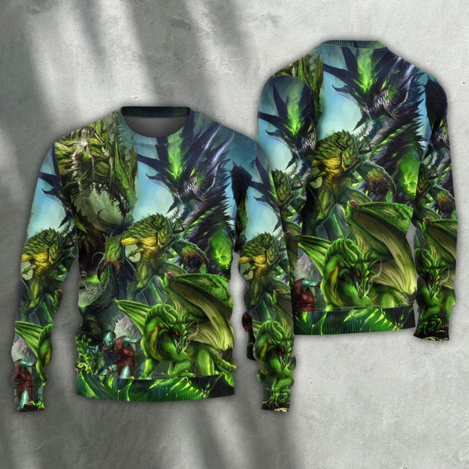Dragon Green Skull Lover Art Style Ugly Christmas Sweater | Adult | US2478