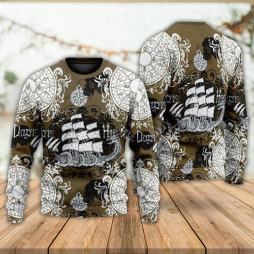 Dragon Old Ship Vintage Anchor Sea Life Ugly Christmas Sweater | Adult | US2571