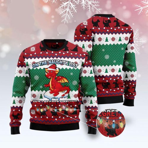 Dragon On The Naughty List Ugly Christmas Sweater