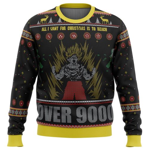 Get Festive with Dragonball Z Goku Over 9000 Ugly Christmas Sweater