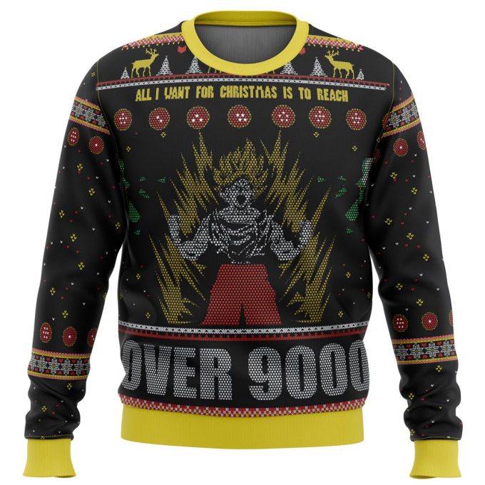 Get Festive with Dragonball Z Goku Over 9000 Ugly Christmas Sweater