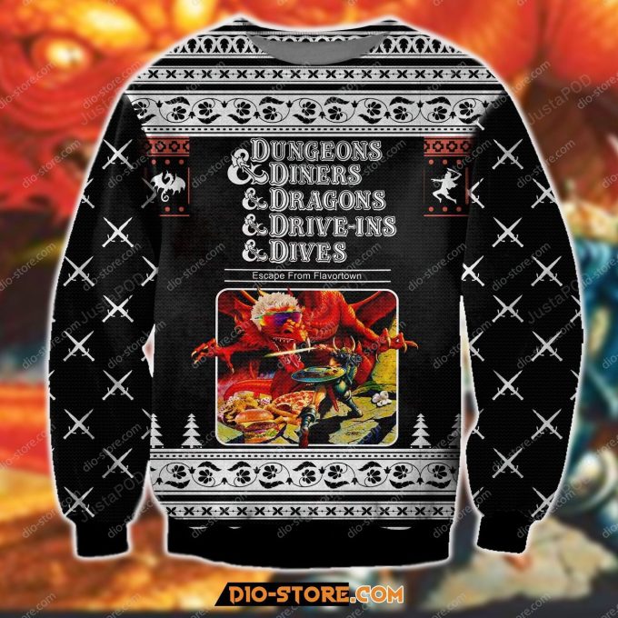 Dungeons Diners Dragons Drive Ins Dives For Unisex Ugly Christmas Sweater
