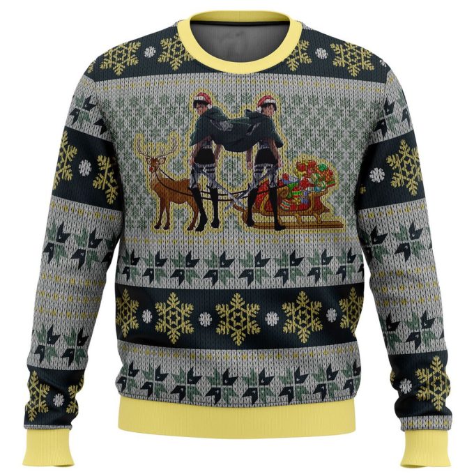 Eren Yeager & Levi Ackerman Attack on Titan Ugly Christmas Sweater – Festive Anime Apparel