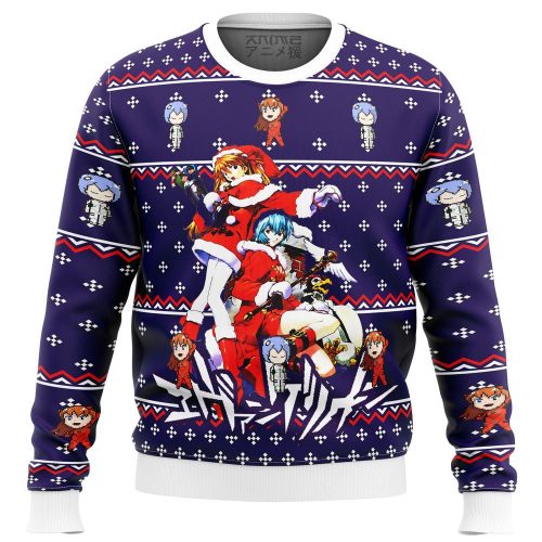Get Festive with Evangelion Holiday Ugly Christmas Sweater – Unique Anime-inspired Design
