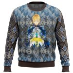Fate Zero Saber Ugly Christmas Sweater: Festive Anime Apparel for a Memorable Holiday!