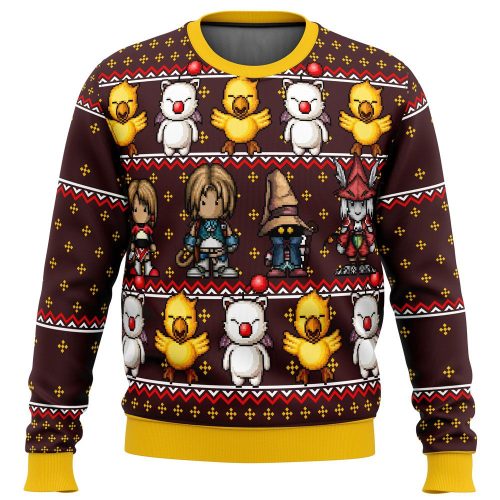 Get Festive with Final Fantasy Classic 8bit Ugly Christmas Sweater – Limited Edition!