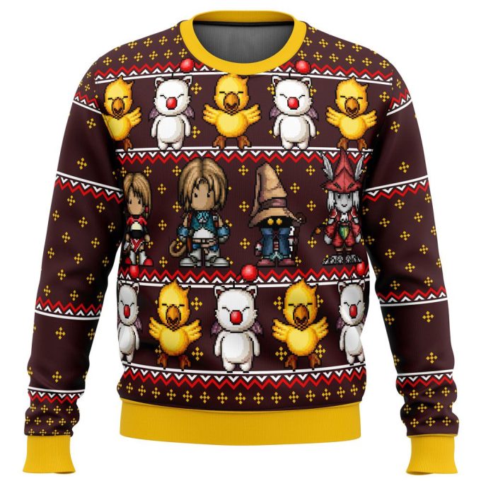 Get Festive with Final Fantasy Classic 8bit Ugly Christmas Sweater – Limited Edition!