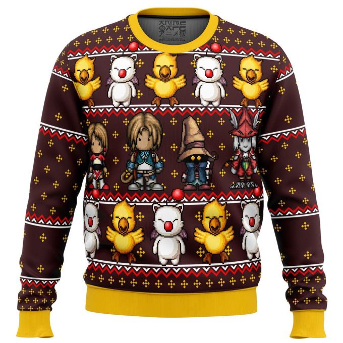 Get Festive with Final Fantasy Classic 8bit Ugly Christmas Sweater – Limited Edition!