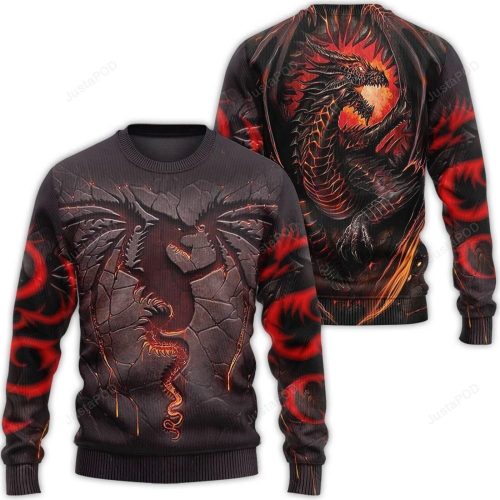 Fire Dragon Ugly Christmas Sweater