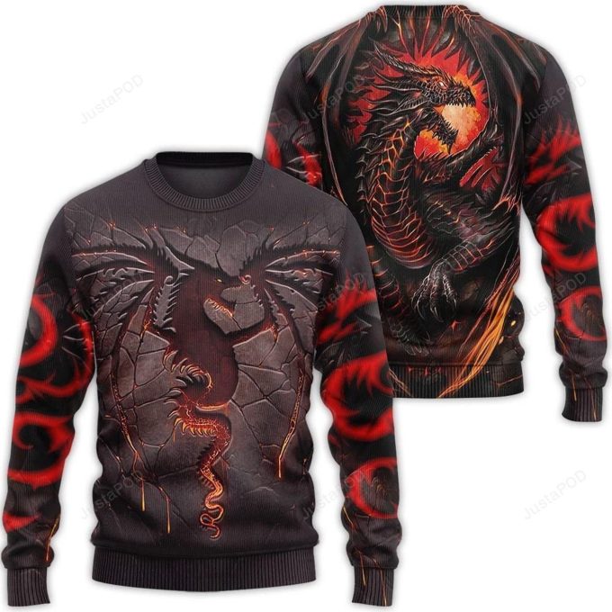 Fire Dragon Ugly Christmas Sweater