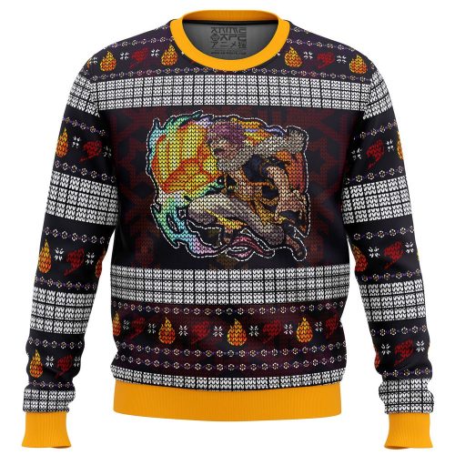 Festive Fire Dragon s Iron Fist Natsu Fairy Tail Sweater - Perfect for Ugly Christmas!