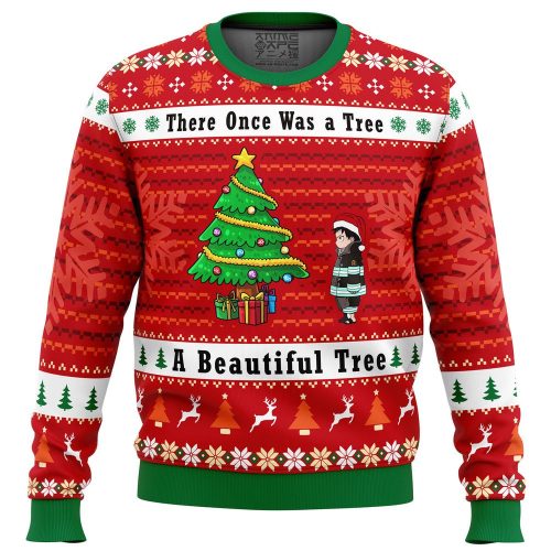 Get Festive with Fire Force s Stunning Ugly Christmas Sweater – A Beautiful Tree Design!