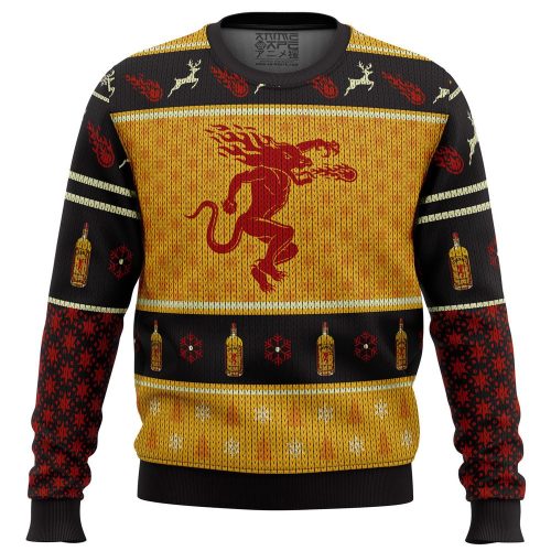 Spice Up Your Holiday Style with Fireball Cinnamon Whisky Ugly Christmas Sweater Print