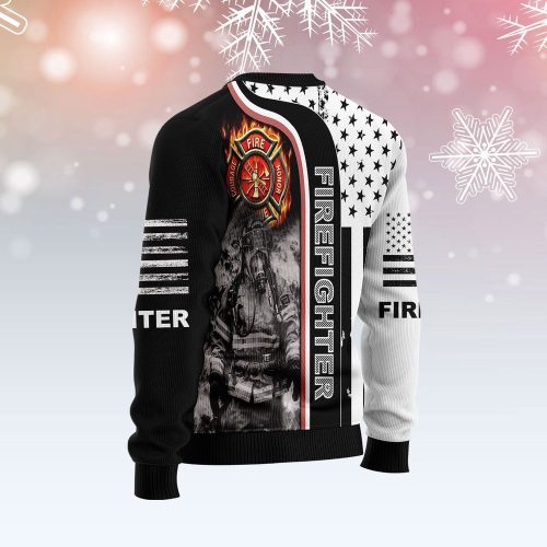Firefighter Awesome Christmas Graphic Sweater – Tis The Season Ugly Sweater