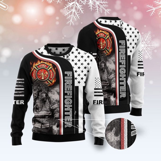 Firefighter Awesome Christmas Graphic Sweater – Tis The Season Ugly Sweater