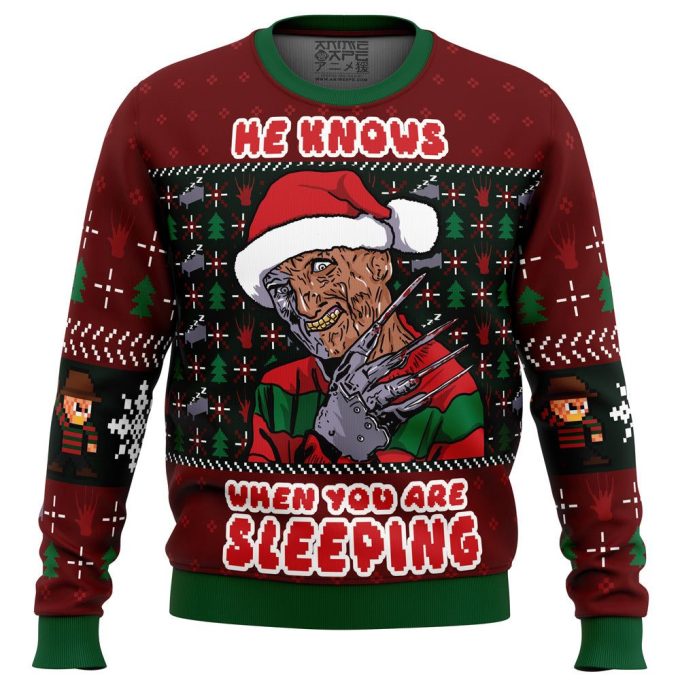 Freddy Krueger Ugly Christmas Sweater: Festive Fred Claws Design