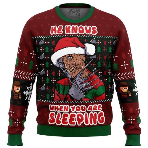 Freddy Krueger Ugly Christmas Sweater: Festive Fred Claws Design